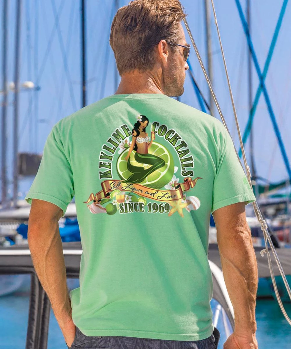 Key Lime Cocktails - Key Lime Dyed Short Sleeve Crewneck T-Shirt 1 Key Lime Cocktails - Key Lime Dyed Short Sleeve Crewneck T-Shirt