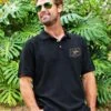 Tropical Gecko - Black Short Sleeve Pique’ Polo Shirt