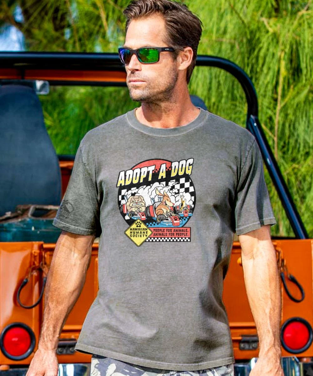 Hawaiian Humane Society Go Kart Pups - Crater Dyed® Short Sleeve Crewneck T-Shirt 1 Hawaiian Humane Society Go Kart Pups - Crater Dyed® Short Sleeve Crewneck T-Shirt