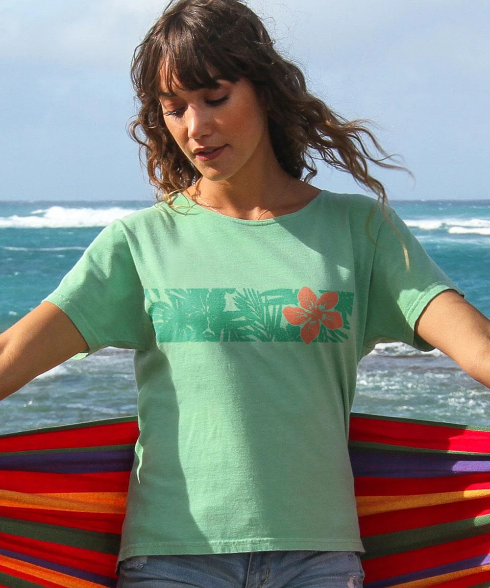 Haku Band - Key Lime Dyed Short Sleeve Scoop Neck T-Shirt 1 Haku Band - Key Lime Dyed Short Sleeve Scoop Neck T-Shirt