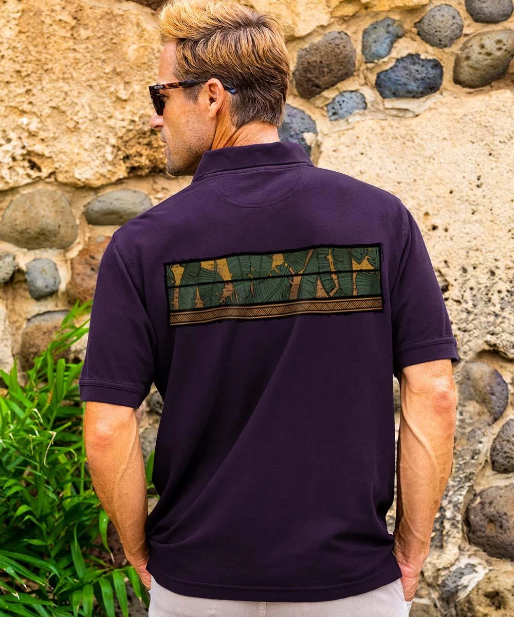 Island Roots Band - Blackberry Dyed Short Sleeve Pique’ Polo Shirt 2 Island Roots Band - Blackberry Dyed Short Sleeve Pique’ Polo Shirt - Image 2