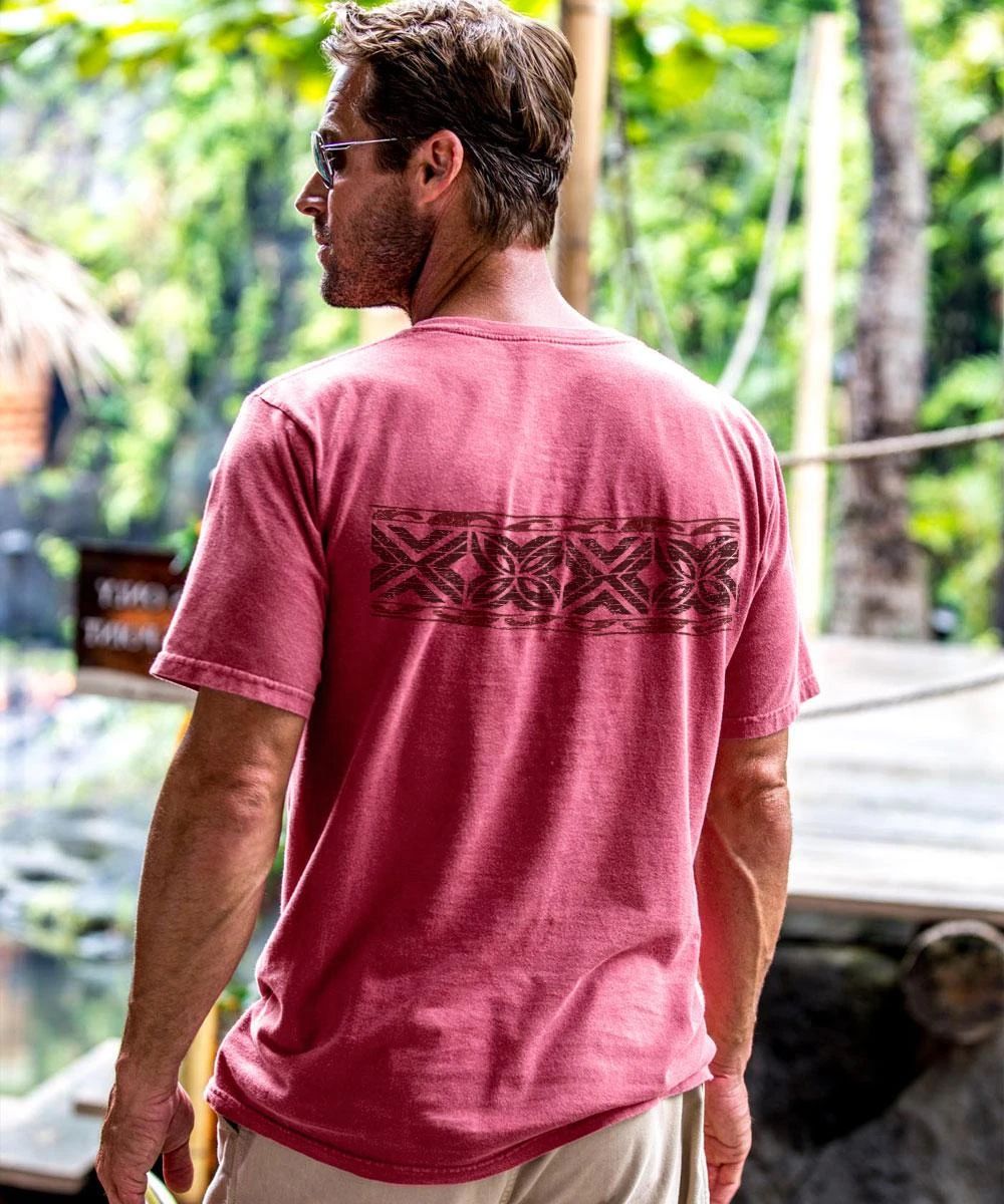 Tapa Band - Paradise Red Dyed Short Sleeve Crewneck T-Shirt 2 Tapa Band - Paradise Red Dyed Short Sleeve Crewneck T-Shirt - Image 2