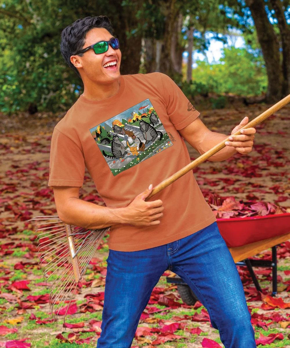 B. Kliban Play Date Cats - Chile Dyed Short Sleeve Crewneck T-Shirt 1 B. Kliban Play Date Cats - Chile Dyed Short Sleeve Crewneck T-Shirt