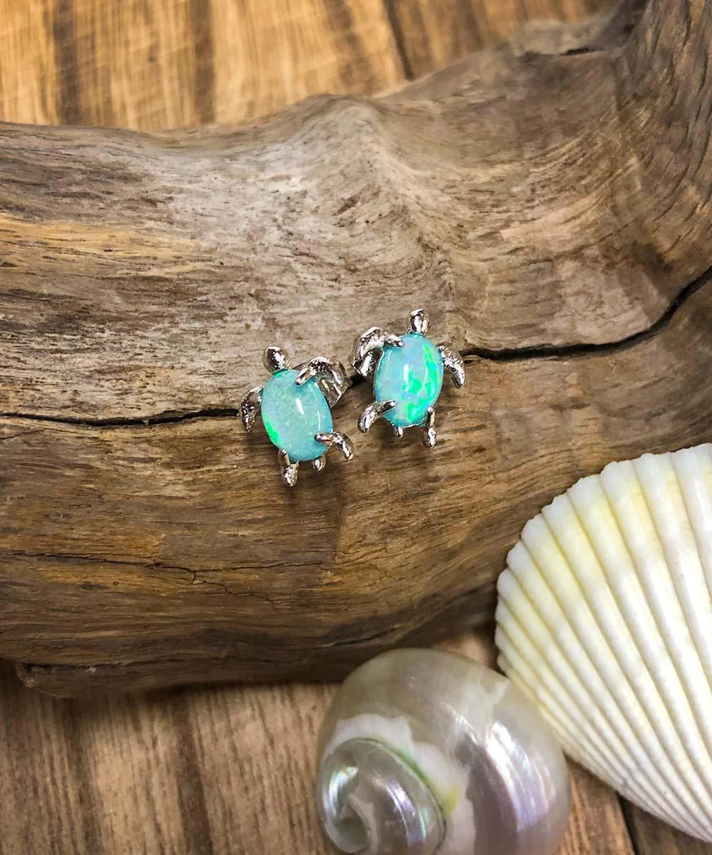 Puravida Silver Opal Sea Turtle Earrings 1 Puravida Silver Opal Sea Turtle Earrings