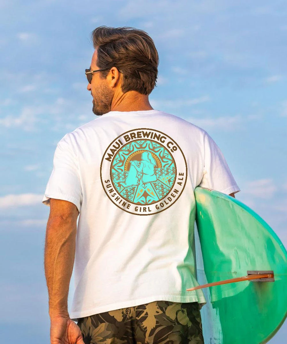 Maui Brewing Co Sunshine Girl - White Short Sleeve Crewneck T-Shirt 1 Maui Brewing Co Sunshine Girl - White Short Sleeve Crewneck T-Shirt