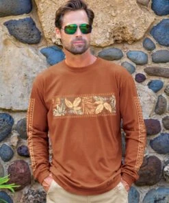 Island Tropical Band - Cinnamon Dyed Long Sleeve Crewneck T-Shirt