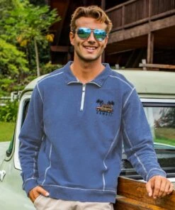 Woodie Longboard - Blue Heather Long Sleeve Mountain Peak Pullover