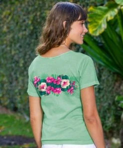 Pacific In Bloom - Key Lime Dyed Short Sleeve Scoop Neck T-Shirt -Freedom Style Shop e3322307 2012 4bec 8cda aa4caece908c