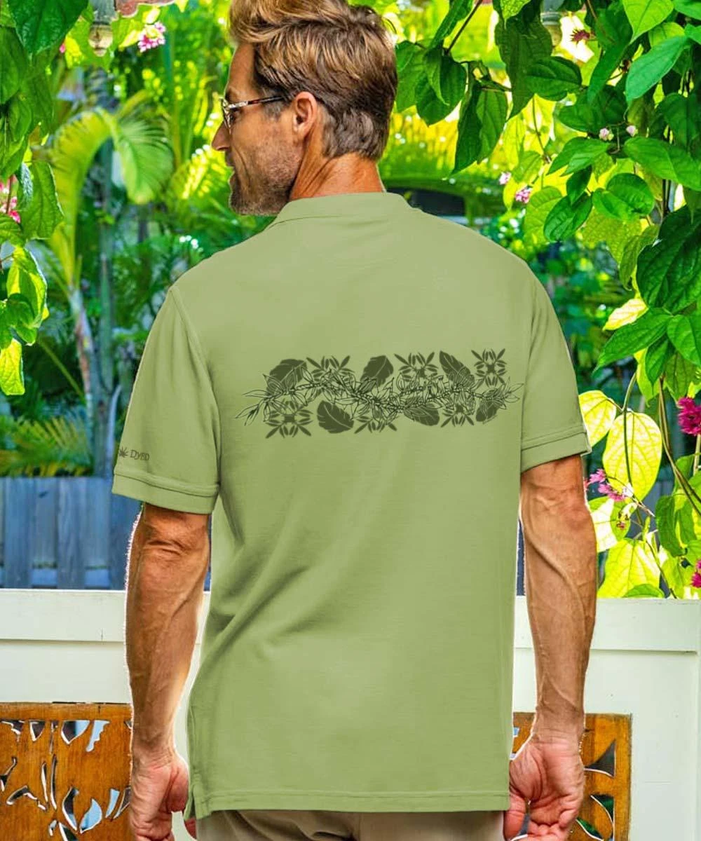 Ti Lei Band - Hemp Dyed Short Sleeve Pique’ Polo Shirt 2 Ti Lei Band - Hemp Dyed Short Sleeve Pique’ Polo Shirt - Image 2