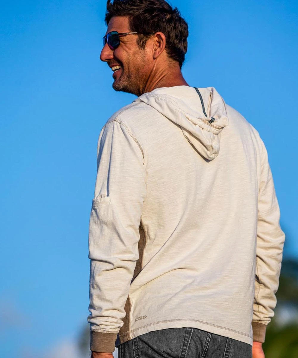 Hana Hou - Natural/Gray Long Sleeve Longboard Hooded Tee 2 Hana Hou - Natural/Gray Long Sleeve Longboard Hooded Tee - Image 2