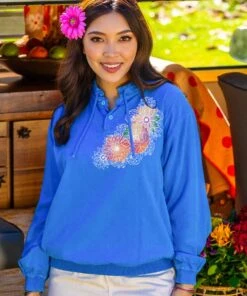 Ashley Cherish - Blue Hawaii Dyed Long Sleeve Lightweight Pullover