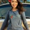 Hibiscus Tapa Band - Gray Heather Long Sleeve Harmony Hooded T