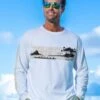 Tribal Outrigger Band - White Long Sleeve Crewneck T-Shirt