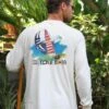 Painted Sail - White Long Sleeve Crewneck T-Shirt