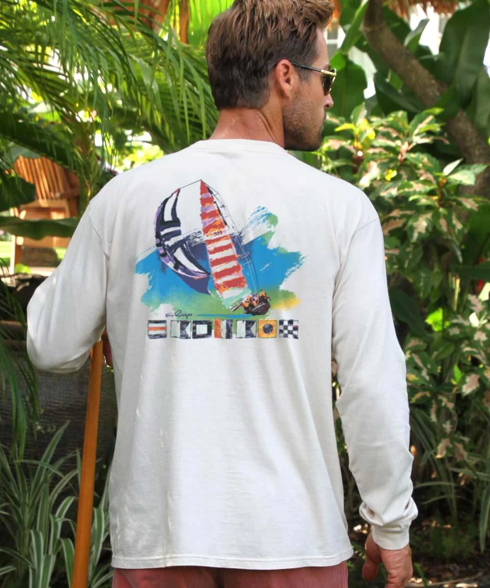 Painted Sail - White Long Sleeve Crewneck T-Shirt 1 Painted Sail - White Long Sleeve Crewneck T-Shirt